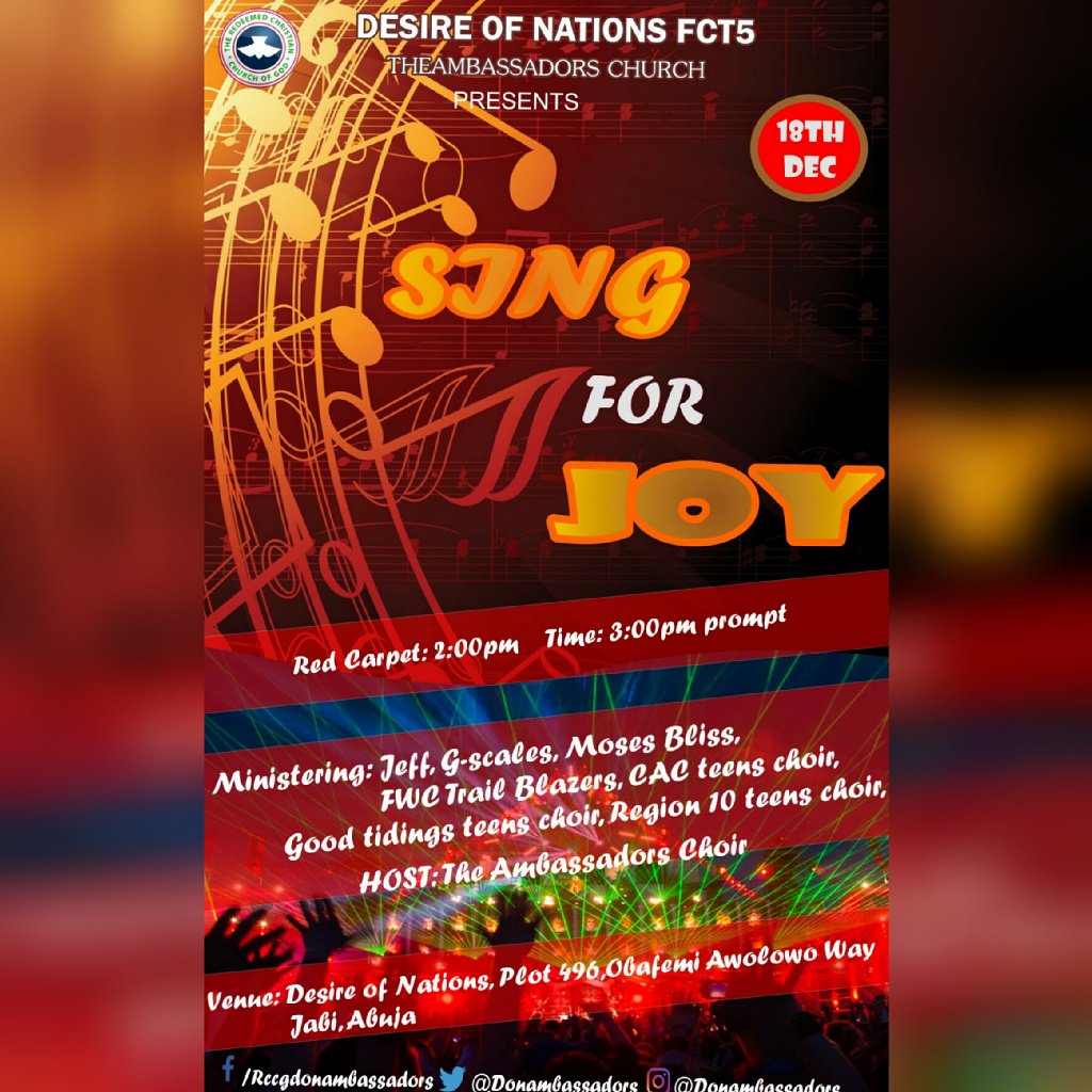 donambassadors's tweet photo. Join us on the 18th of December for a mind blowing musical experience #singforjoy #ambassadorschoir #donambassadors https://t.co/WZYFKfkrSc