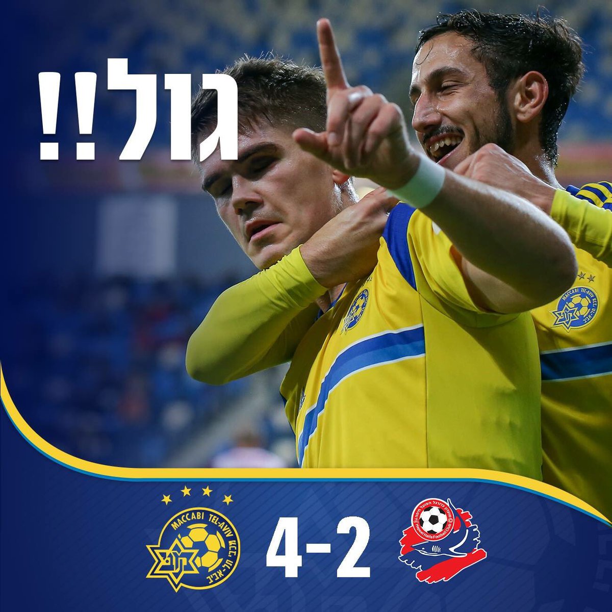Kjartansson scored his 6th goal in the league and participated in another one as MTA defeated H. Haifa 2-4 tonight. #YallaMaccabi