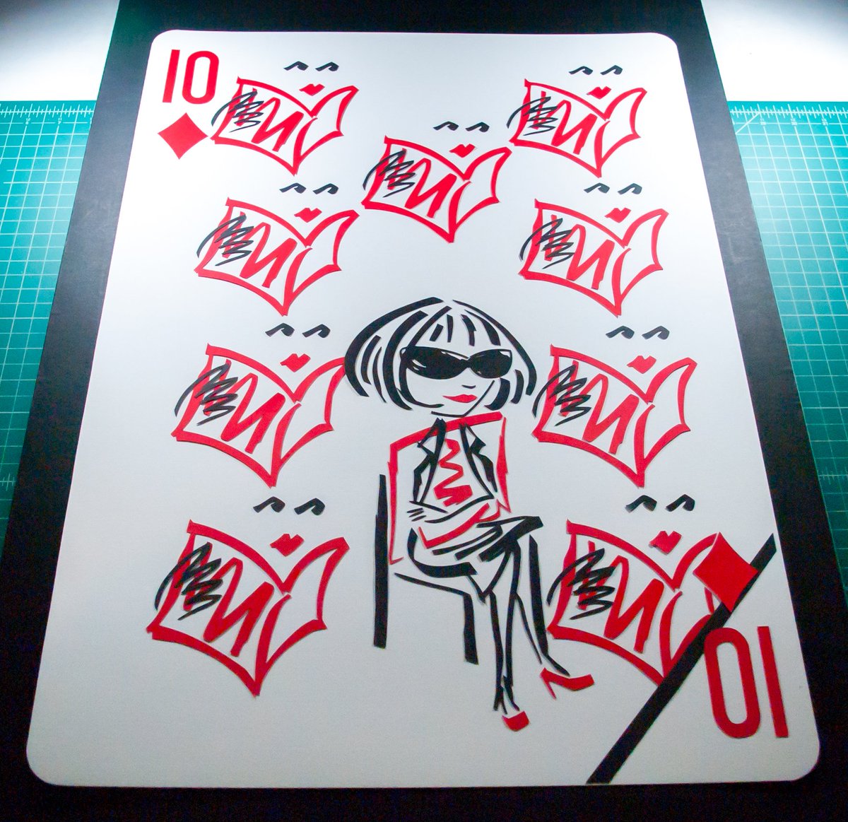 Year 6, Week 49: The Ten of Diamonds. emmanueljose.com #fashion #fashionshow #fashionillustration #playingcards #papercutting