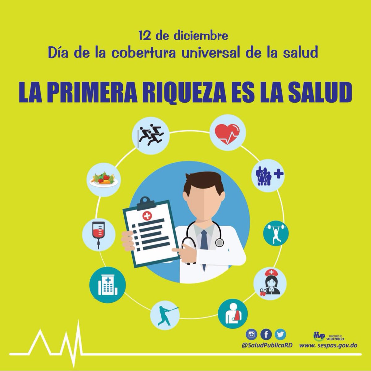 SaludPublicaRD's tweet photo. 12 de Diciembre. #DíadelaCoberturaUniversaldelaSalud. "La primera riqueza es la salud". #saludpublicard #salud https://t.co/klfqArrvM0