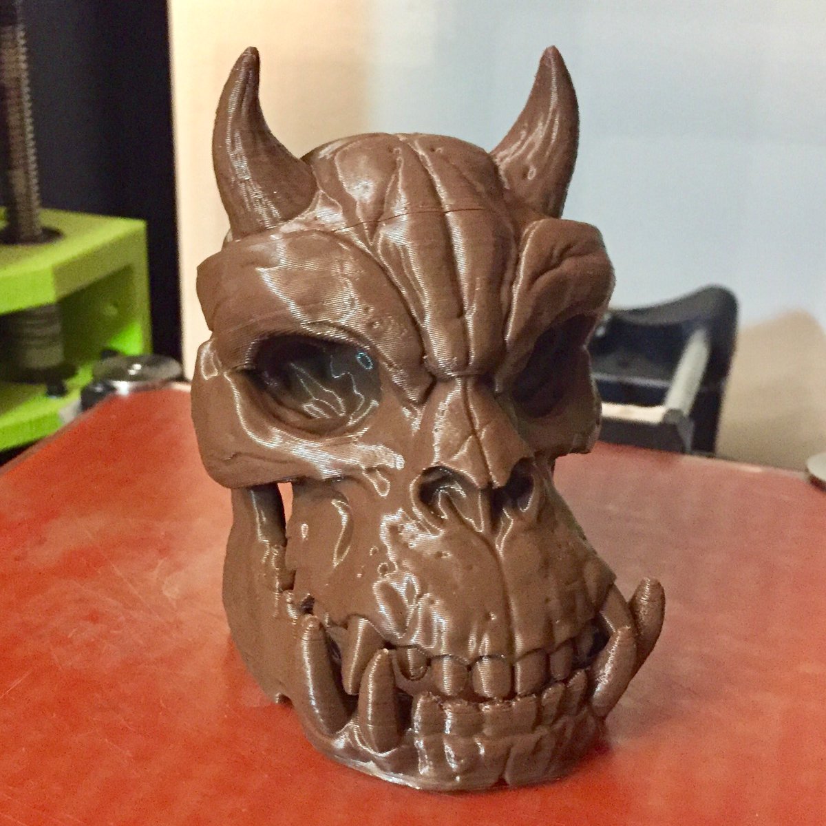 bmemike's tweet photo. Printed the @3DKitbash "Pig Man" #skull on my @lulzbot3D Mini.
#3dprinting #skullwars #starwars #lulzbot #lulzbotmini #3dkitbash #gamorrean https://t.co/rtSl3ecjqN