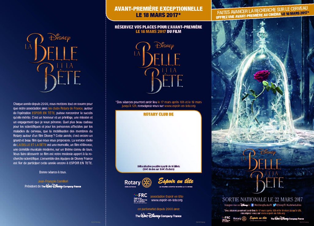 RotaryEET's tweet photo. Plaquette verso #EspoirEnTete #Disney #Rotary #LaBelleEtLaBete https://t.co/xmO3c16wvj