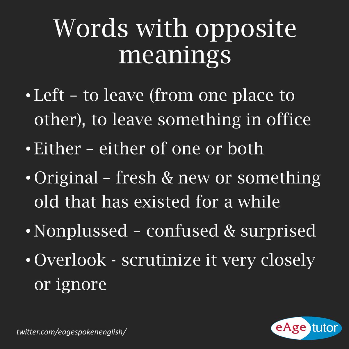 Eage Spoken English On Twitter English Words May Not Mean The Same Way It Seems To Be It Can Also Have An Opposite Meaning Learn Opposite Meanings Https T Co Lud0uxxuue Https T Co Ucaypnshpo