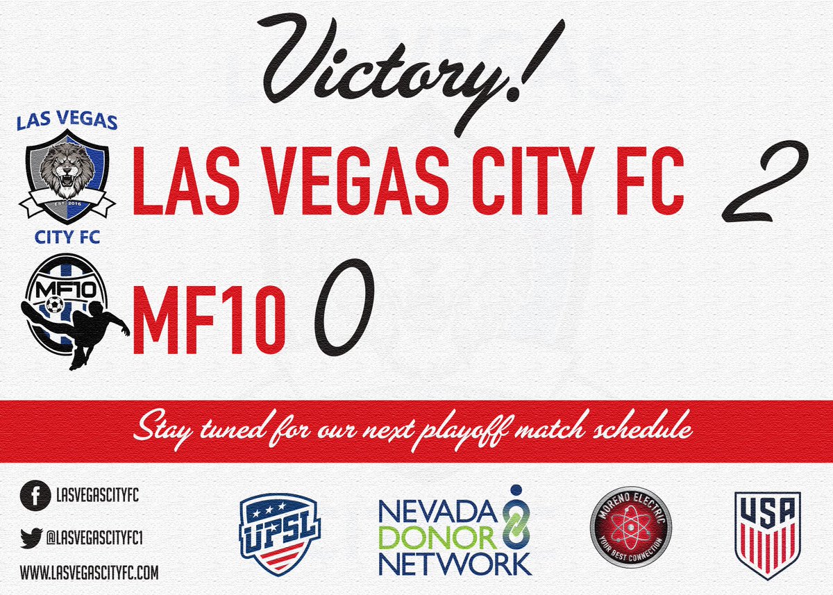 lasvegascityfc1's tweet photo. Great job team, the road to the championship continues!
#playoffs #upsl #coachcheo #coachpaulo #ourcityourteam
#lvcfc #teameffort #mrmoreno https://t.co/oSYhOPvjn7