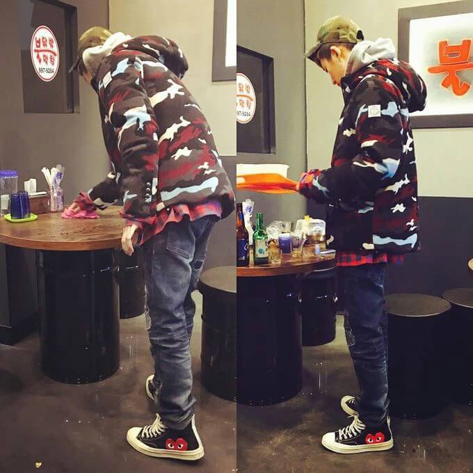 [IG] bul_daak mengupload foto Hanbin saat sedang membantu disana