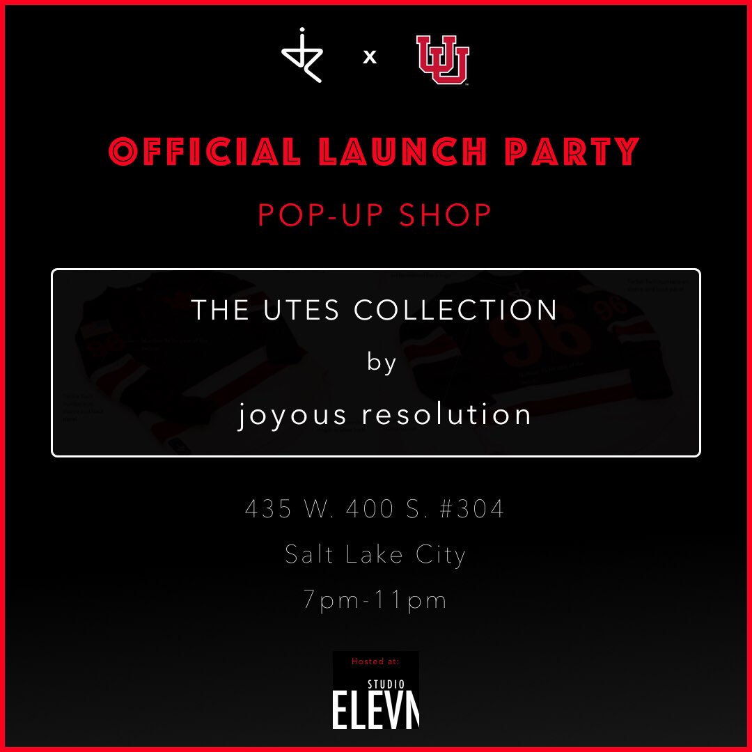 TeamJoyous's tweet photo. Come thru and celebrate with us this Saturday December 17th. The entire Utes Collection will be available at our pop-up shop. #UteNation https://t.co/szqrlGjsT7