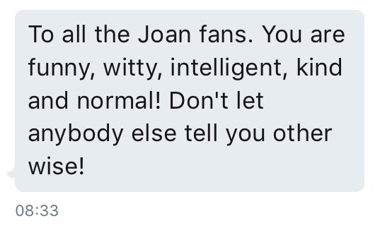 WWPositivity's tweet image. To the Joan fans 🌹
