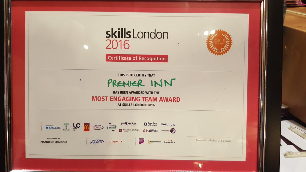A Place Made By You (@placemadebyyou) on Twitter photo Congrats <a href="/premierinn/">Premier Inn</a> for inspiring 1,000s of 15-24 y/o AND winning best interactive large stand & most engaging team <a href="/SkillsLondon/">Skills London</a> last wk! Congrats <a href="/premierinn/">Premier Inn</a> for inspiring 1,000s of 15-24 y/o AND winning best interactive large stand & most engaging team <a href="/SkillsLondon/">Skills London</a> last wk!