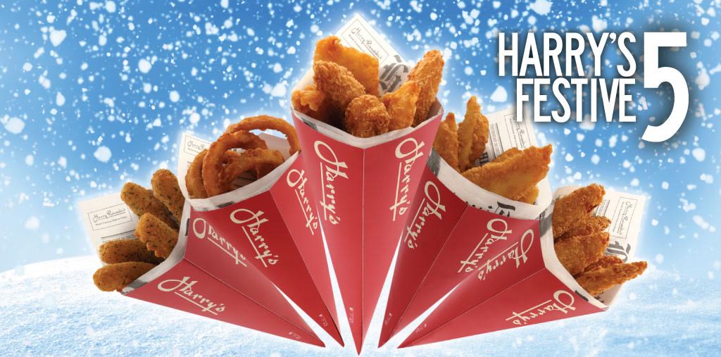 manarndale's tweet image. Enjoy Harry's Festive 5 cones @HarryRamsdensUK including onion rings, battered chicken chunks, hot Mozza Melts and more