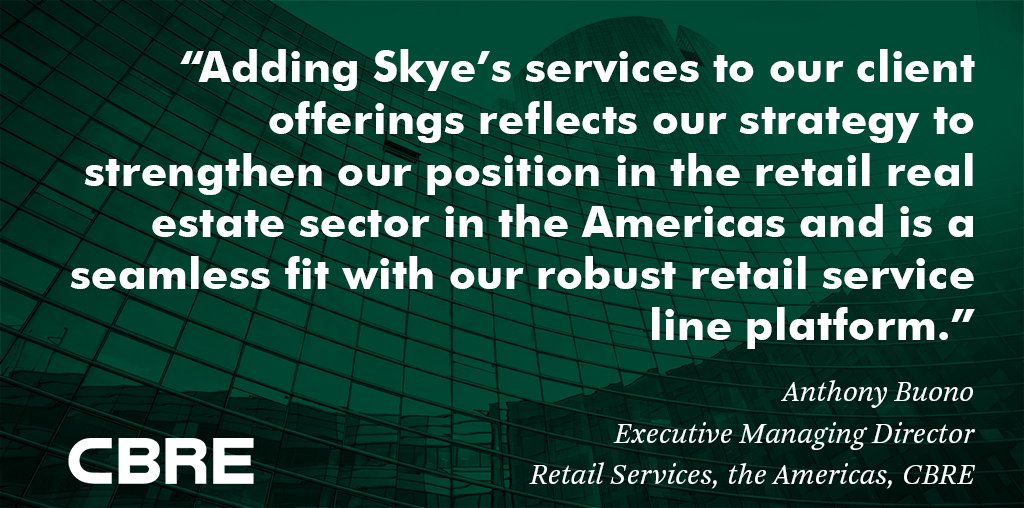 CBRE's tweet image. CBRE acquires leading #retail project management firm Skye Group bit.ly/2hvHQax