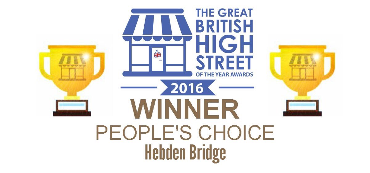 HebdenTownHall's tweet photo. How amazing is #HebdenBridge? We have also just been announced as the winner of the People's Choice Award @TheGBHighSt awards!! Wow! https://t.co/de0p78AOoK