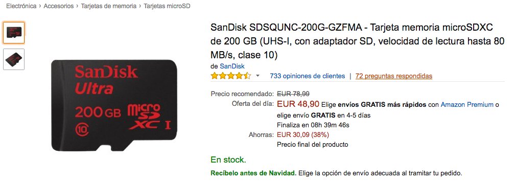 origo_by's tweet photo. REGALAZO para #Navidad o #Reyes: Tarjeta MicroSD de 200GB por 48€ https://t.co/T4zidEdUxs es casi como un mini Disco https://t.co/wKzs2nmFvx