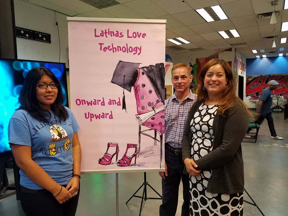 brinker_STEM's tweet image. Harry Brinker, III with Latina Robotics student and TV Host, Jennifer Sanchez.