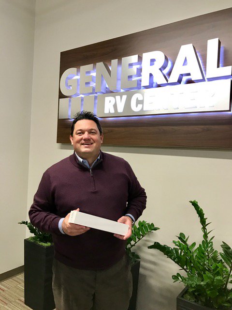 revgroupinc's tweet photo. Congratulations John Dyer of @GeneralRVCenter.
Winner of the #RVIA2016 #AppleWatch giveaway.
Enjoy your watch and wear it in good health. https://t.co/EYoLBcxdXq