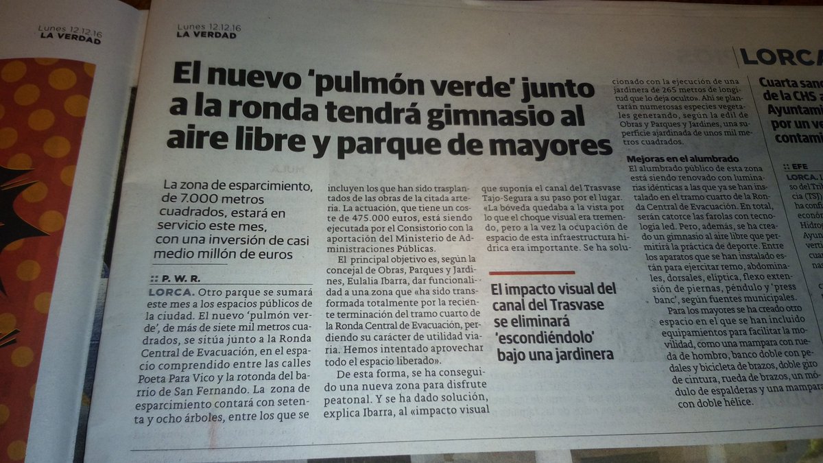 arada_Ing's tweet photo. En breves #Lorca disfrutará de un nuevo 'pulmón verde' #ProyectoConstructivo #DirecciónObra #ZonaVerde #GimnasioAireLibre #ParqueDeMayores https://t.co/ptpt3oVVHG