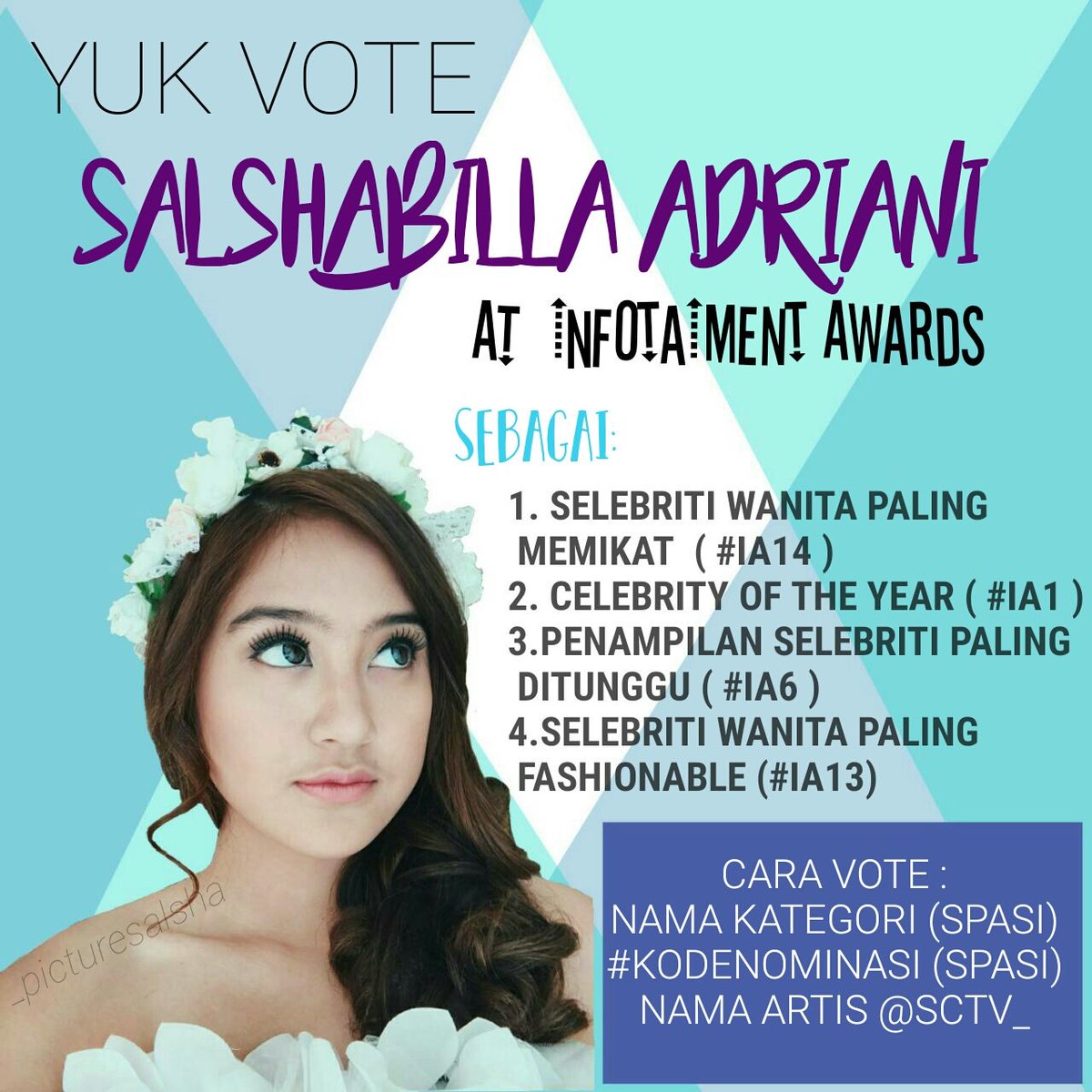 Yuk vote incess <a href="/salshaabilaa/">salshabilla adriani✨🌙</a> di Infotaiment Awards. Terakhir tanggal 16, yang rajin vote yaa😁