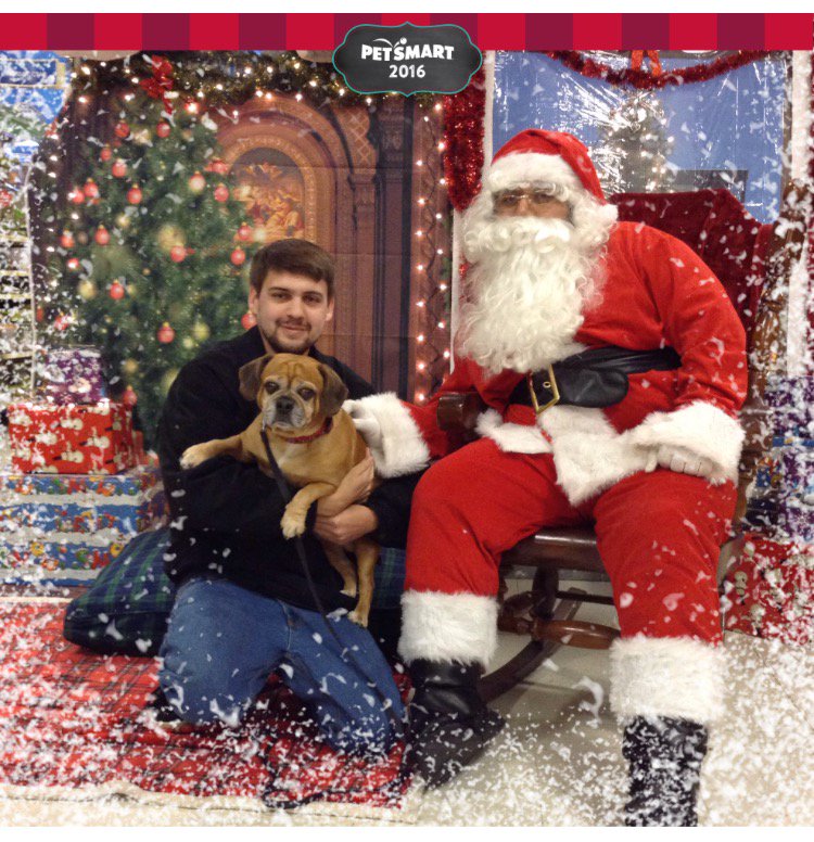 MelissaChaos's tweet photo. My fiancé and our dog, Lee. #gatheraround #santa2016 #myloves https://t.co/gVIQDpRAia