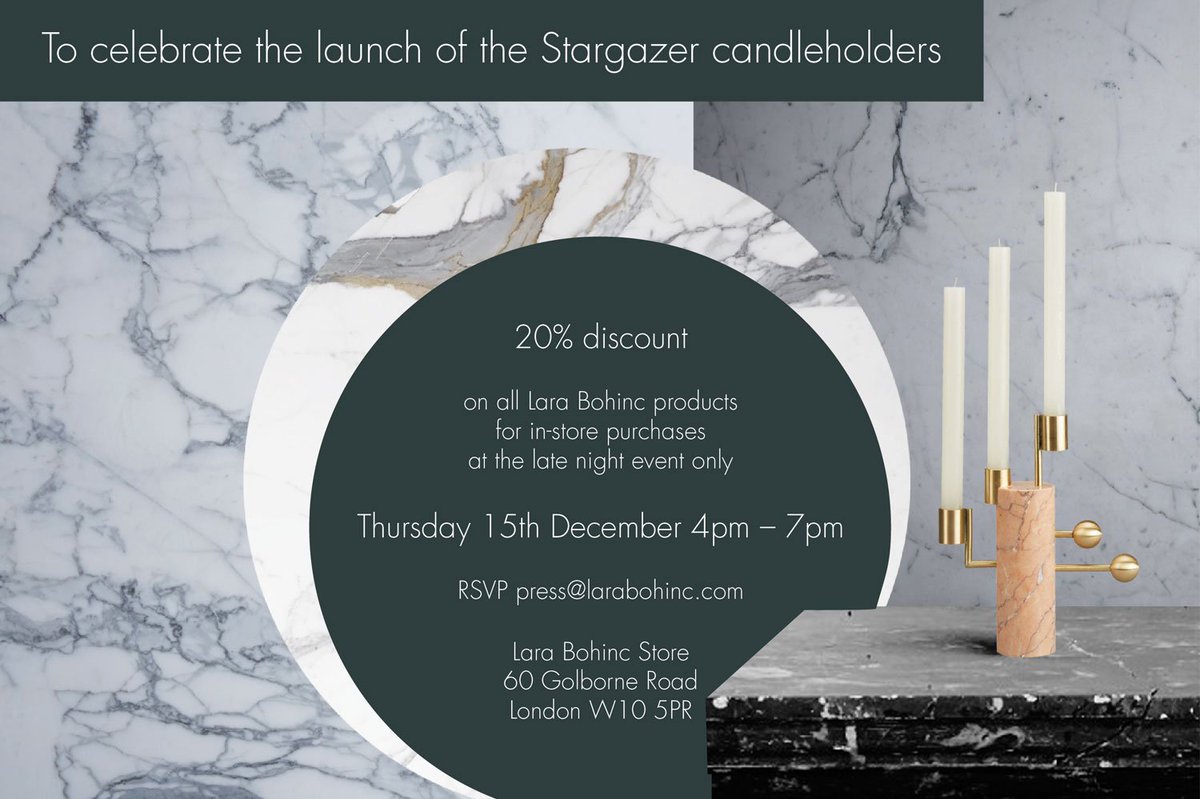 Tis' the season of giving. To celebrate the launch of the Stargazer Candleholder join us in-store this Thursday for an evening of 20% off.