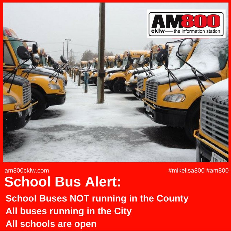 mikemeg800's tweet photo. #SchoolBusAlert: NO Buses in the county today, ALL buses are running in the @CityWindsorON #mikelisa800 #am800 https://t.co/t4NwrDoNHn