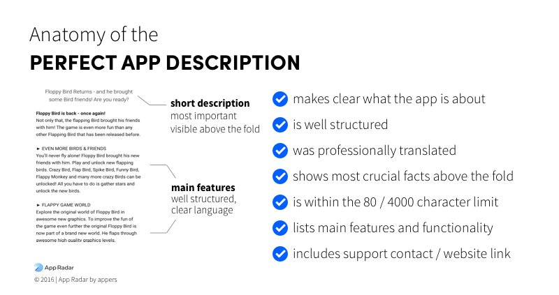 kriebernegg's tweet image. the perfect app description shows the most important features, is well structured and localized. #ASO #AppMarketing #appstore