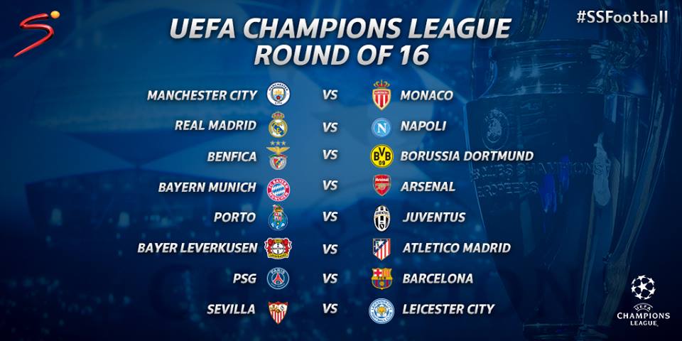 RedPepperUG's tweet photo. Full draw for the #UEFA Champions League round of 16 https://t.co/0kAIBbJYkP