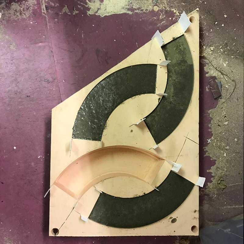 gruffarchitects's tweet photo. Cast #concrete specials for the corner of the bar currently curing! #cnc #inhouse #fabrication #bardesign #gruffprototypes #BrickfieldsBar https://t.co/EyNpsVeB2f