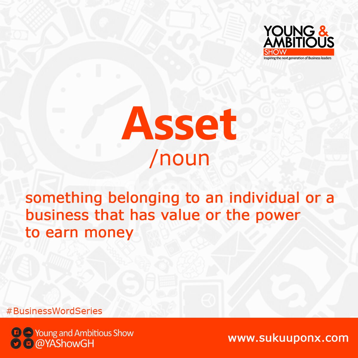 ambitiouscomgh's tweet photo. Starting today is the #BusinessWordSeries aimed at informing you with more business vocabulary. #YAShowGH https://t.co/D9K7G6jYXt