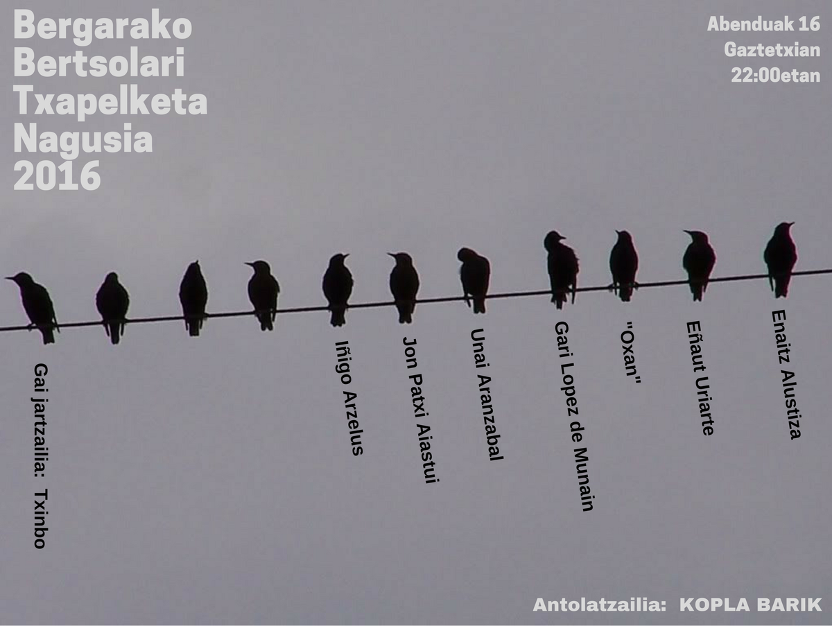 koplabarik's tweet photo. 4 egun falta dira...

#BergarakoBertsolariTxapelketa

📅Abenduak 16,eguakitza
🕙22:00
🏠#KartzelaZaharra #Bergara
📰 https://t.co/ZNZ5W501lz https://t.co/X8f96h6dki