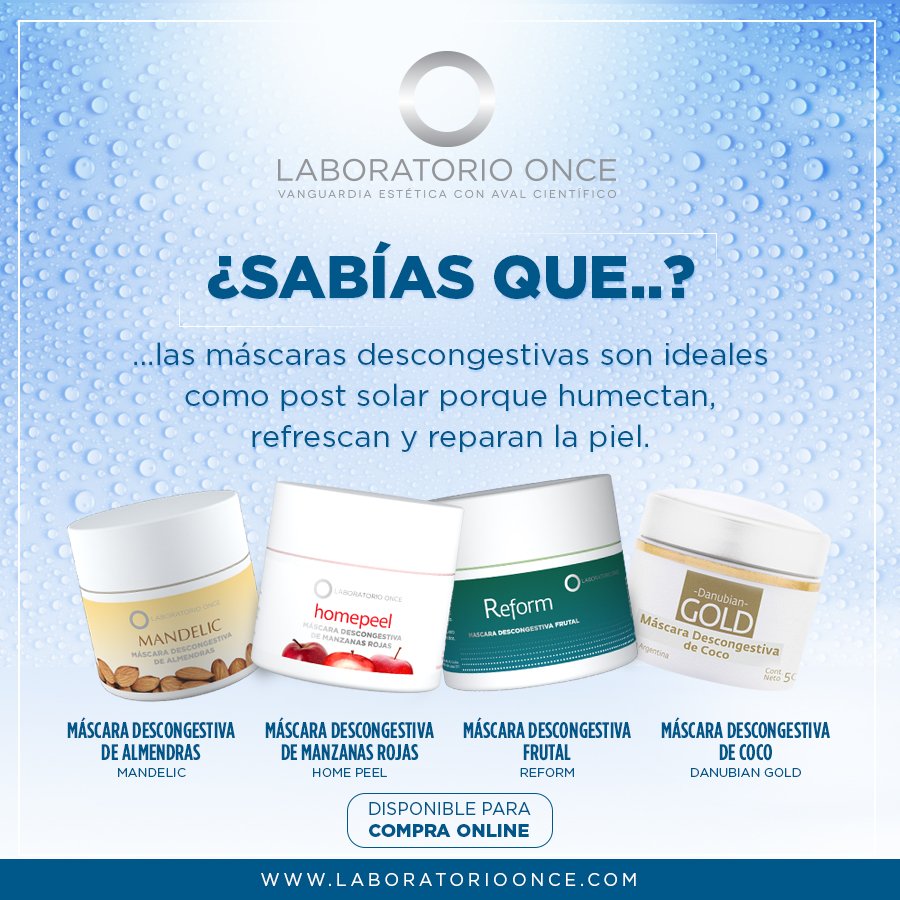 LaboratorioOnce's tweet photo. #BuenLunes Las #máscaras descongestivas tienen #activos y una base gel que #calman, #humectan y #refrescan la #piel https://t.co/3CLUuqetkj https://t.co/OFlDZH9j7O