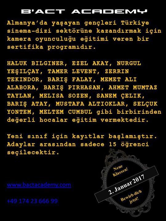 HALUK BILGINER ile ayni filmde yer almak istersen çok çalişman gerekir. EĞITIM ŞART... bactacademy.com <a href="/halukbilginer_/">haluk</a>