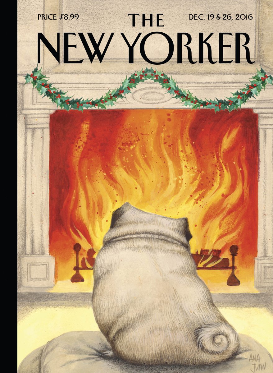 NewYorker's tweet photo. This week's cover, “Yule Dog,” by Ana Juan: https://t.co/5yOuuOIVlA https://t.co/JfJCFXG3Kk