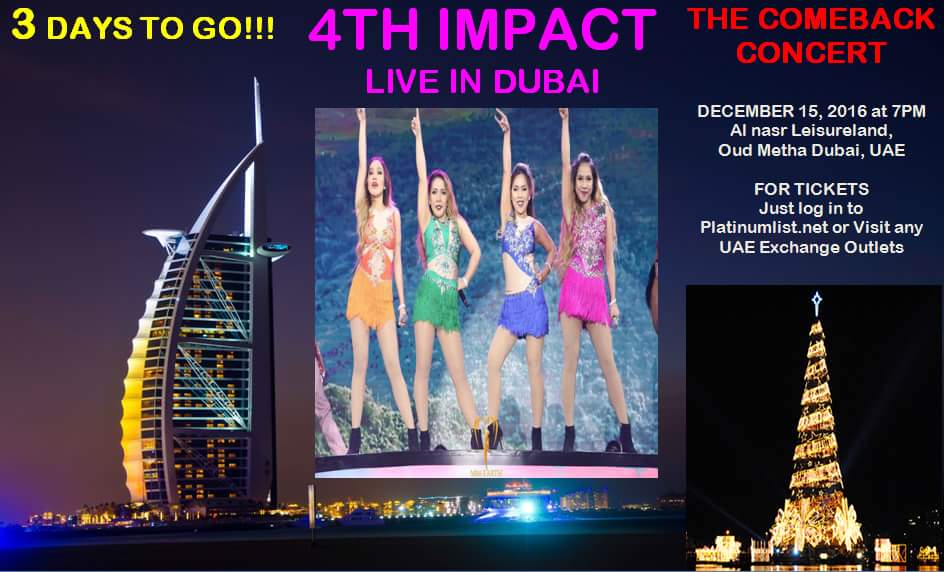 Yehnzs's tweet photo. 3 days to go #4thImpactLiveinDubai2 #TheComebackConcert
picture credit to @Dreamer_Cla19 https://t.co/xkcvEhUAvG