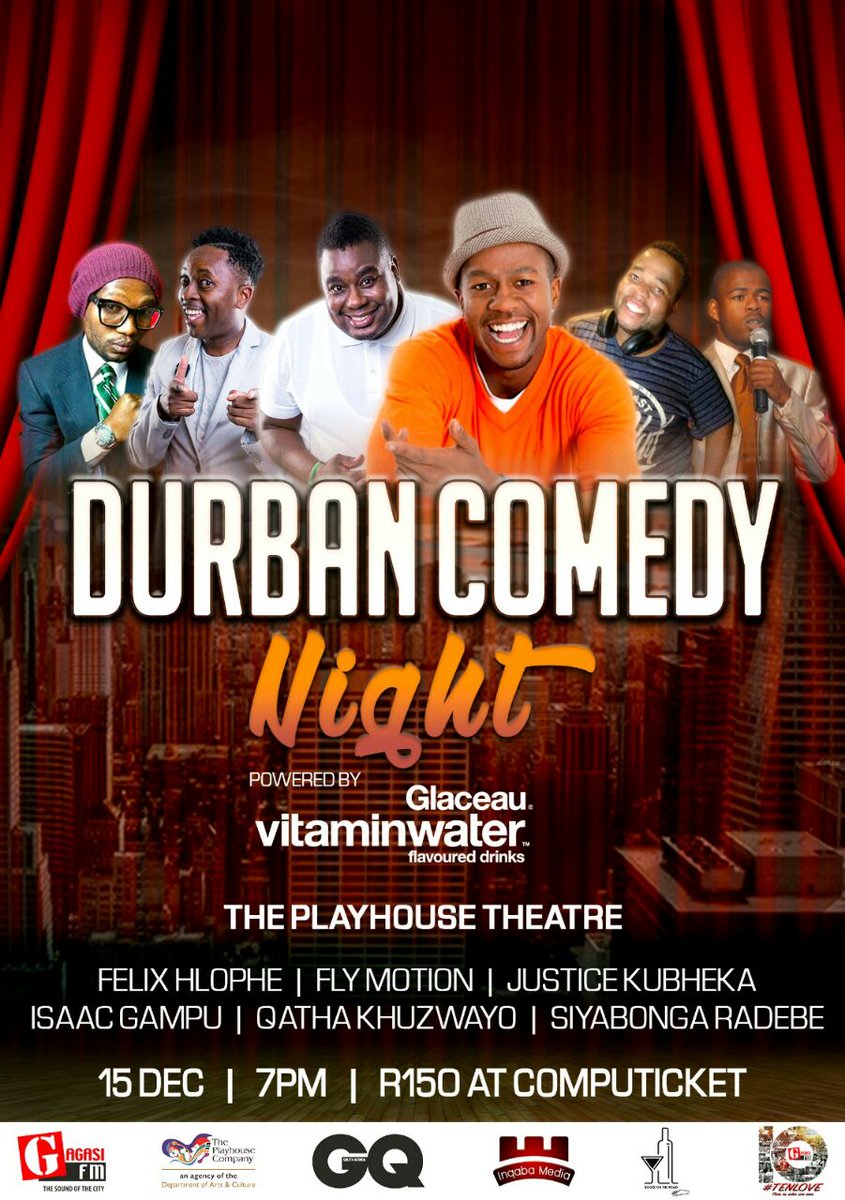 Intemnandi's tweet photo. Thursday the 15th of Dec at 19:00 at the Playhouse in Durban. 
#DbnComedyNight #ThinkDrinkDoZA https://t.co/0UNJZgbUTf