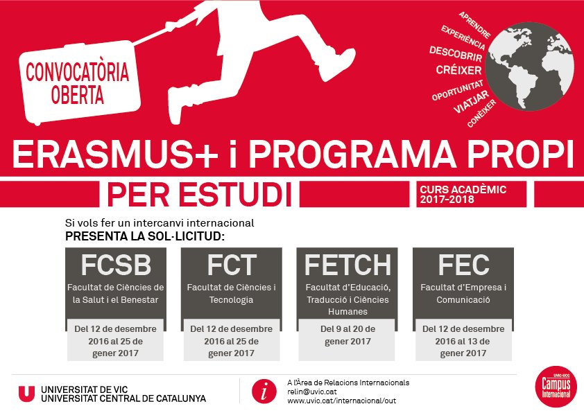 uvic_relin's tweet photo. Vols volar? ✈Viure noves experiències, créixer i enriquir-te cada dia? Fes un #intercanvi #internacional 2017-18! 🗺
 https://t.co/kW3cPTshoV https://t.co/WdWioUmQxf