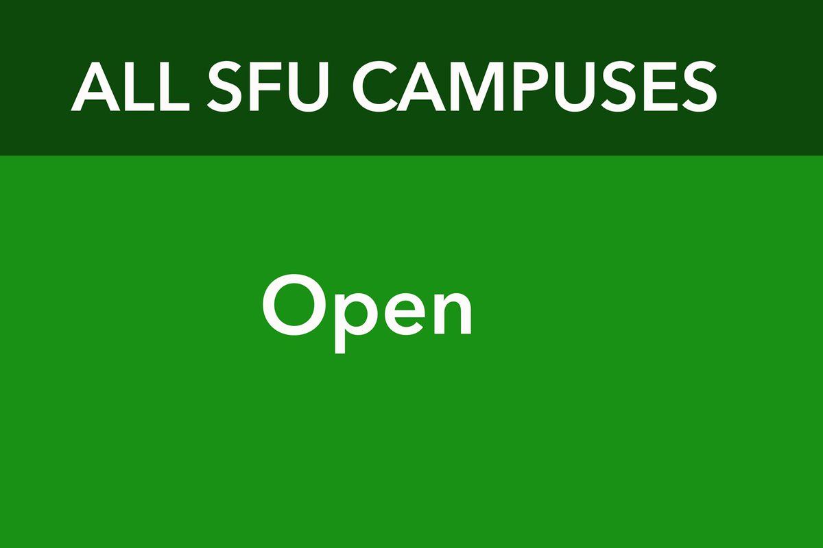 SFU's tweet photo. ALL CAMPUSES OPEN for Monday Exams. Can't  make it to Burnaby exam because of weather? More details here https://t.co/T0r58KAECf https://t.co/n01DkHojsm