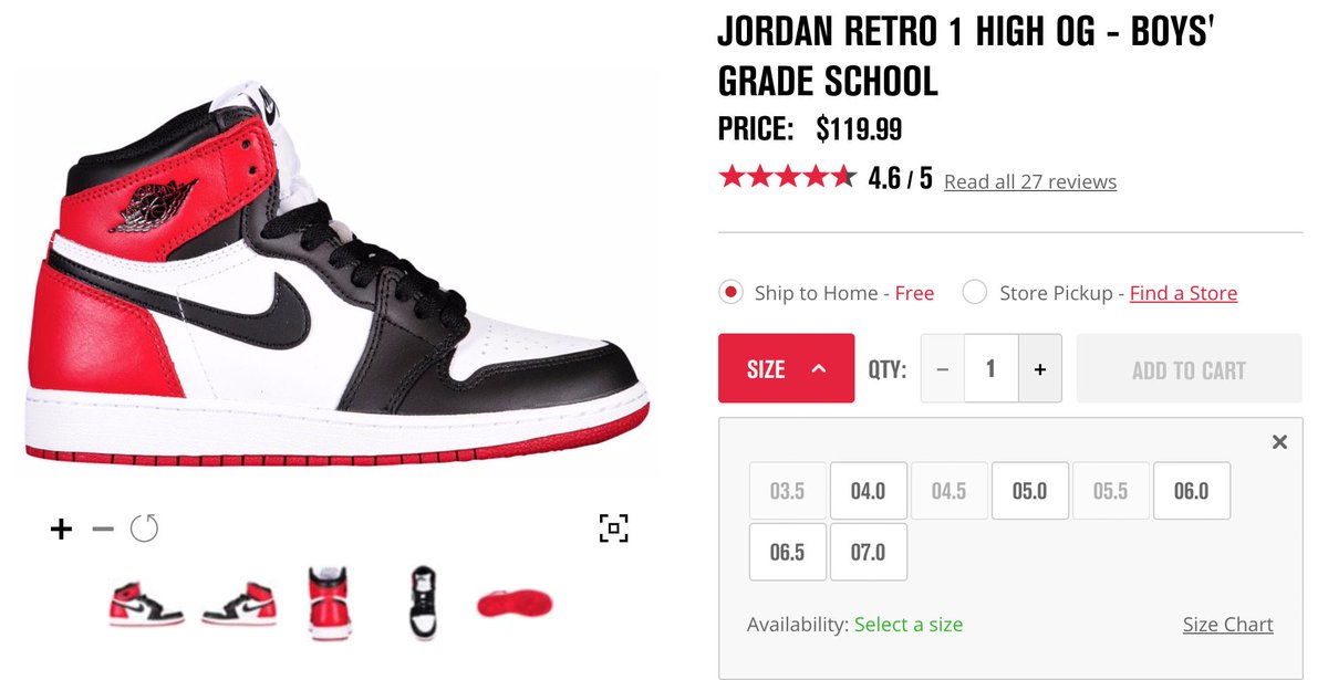 jordan 1 high boys grade school