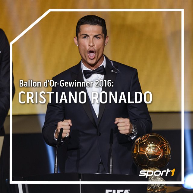 SPORT1's tweet photo. Gratulation, @Cristiano! #ballondor2016 https://t.co/30WHL5U50X