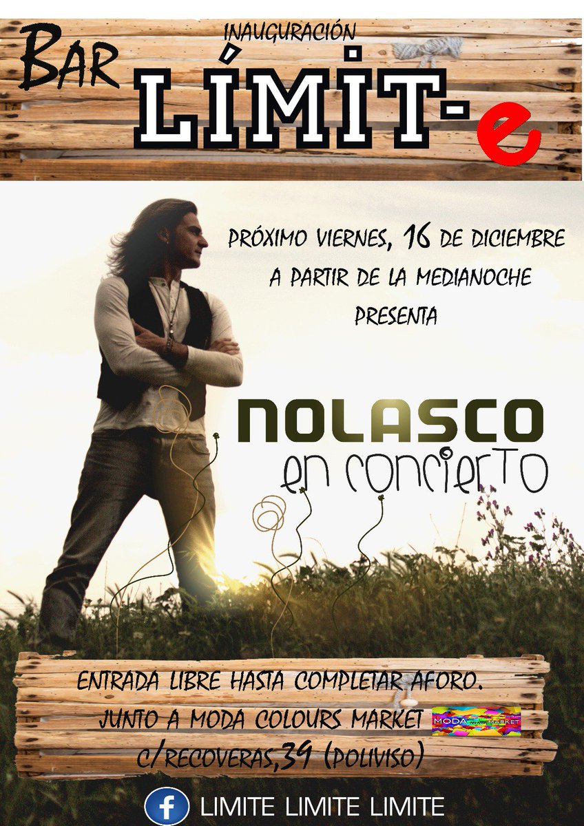 NOLASCO en concierto Viso del Alcor (#SEVILLA) Inauguración de la sala LIMIT-e en el polígono Poliviso, 16 de diciembre a las 00.00 hs.