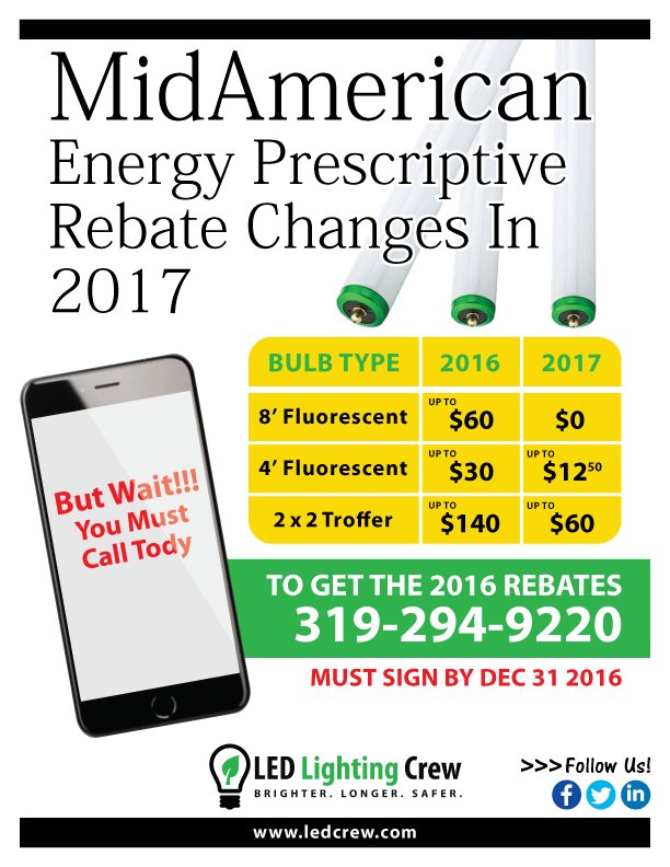 LEDLightingCrew's tweet photo. #Savings #LEDlights #LEDLightingCrew #MidAmerican #DoubleRebate #December2016 #EnergySavings https://t.co/PVGdLZxyLS