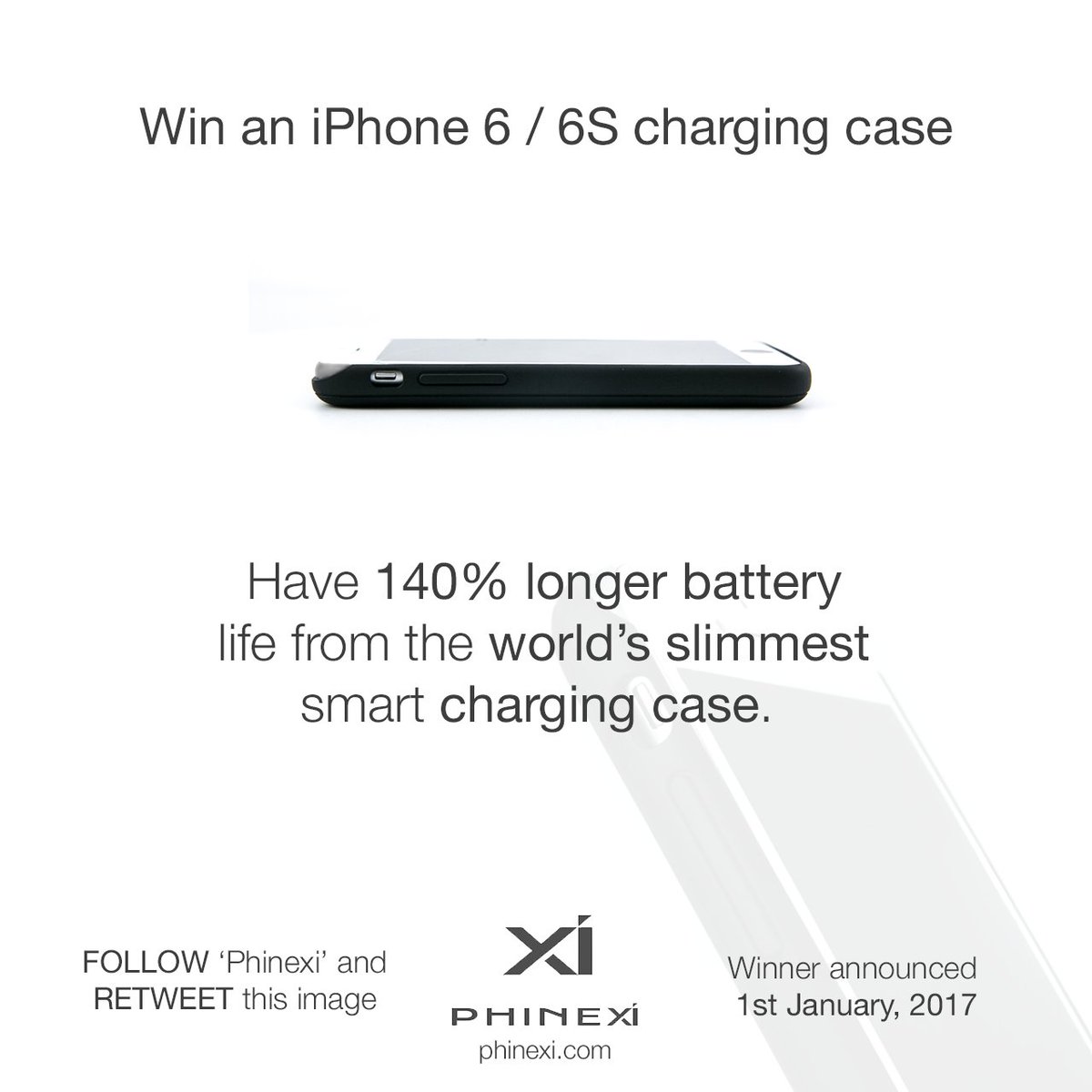Phinexi's tweet photo. We are giving away a case to one lucky winner, absolutely free! Retweet and follow us on Twitter! #Competition #PhoneCharger #Iphone https://t.co/wgPEJWb8GH
