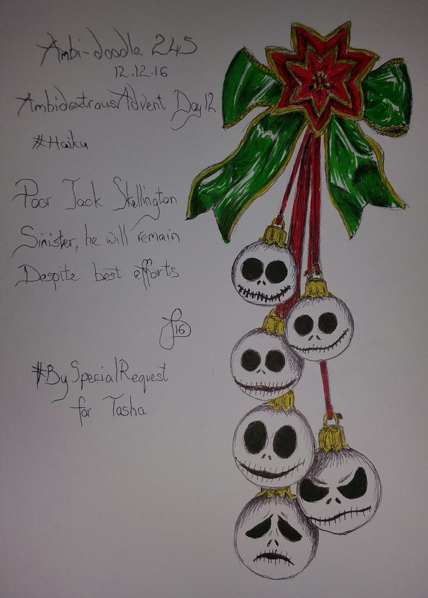 neonblaze72's tweet photo. #ambidexterityrulesok @ambidextrousadvent day#12 @PaigntonPoet @TheLuckyHand #festiveart #jackskellington #illustration #switchdrawer https://t.co/xC8zCRz3AN