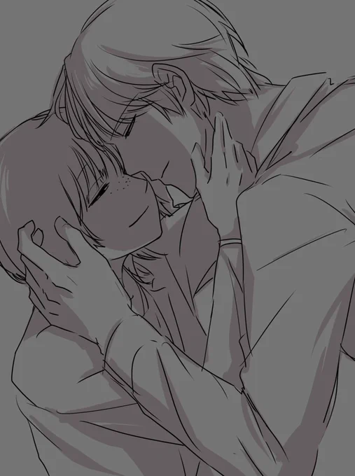 いちゃいちゃ…してますが、この何時間か後にお互いのことを忘れてしまうみたいな気持ちで描きました。二鳩! 