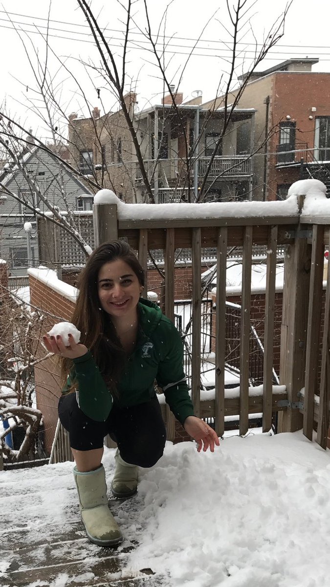 Tulanewtennis's tweet photo. Mariam is def missing New Orleans weather!  Stay warm up there in Chicago! @mako__k #tulanefamily https://t.co/MlVi4Bmqtn