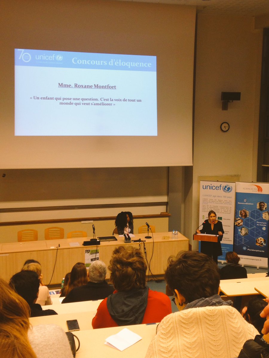 marinealx's tweet photo. Lancement du concours d'éloquence des 70 ans de l'@UNICEF à Sciences Po Lyon #enfants #eloquence #UNICEF70 https://t.co/zMkyhlZ0XS
