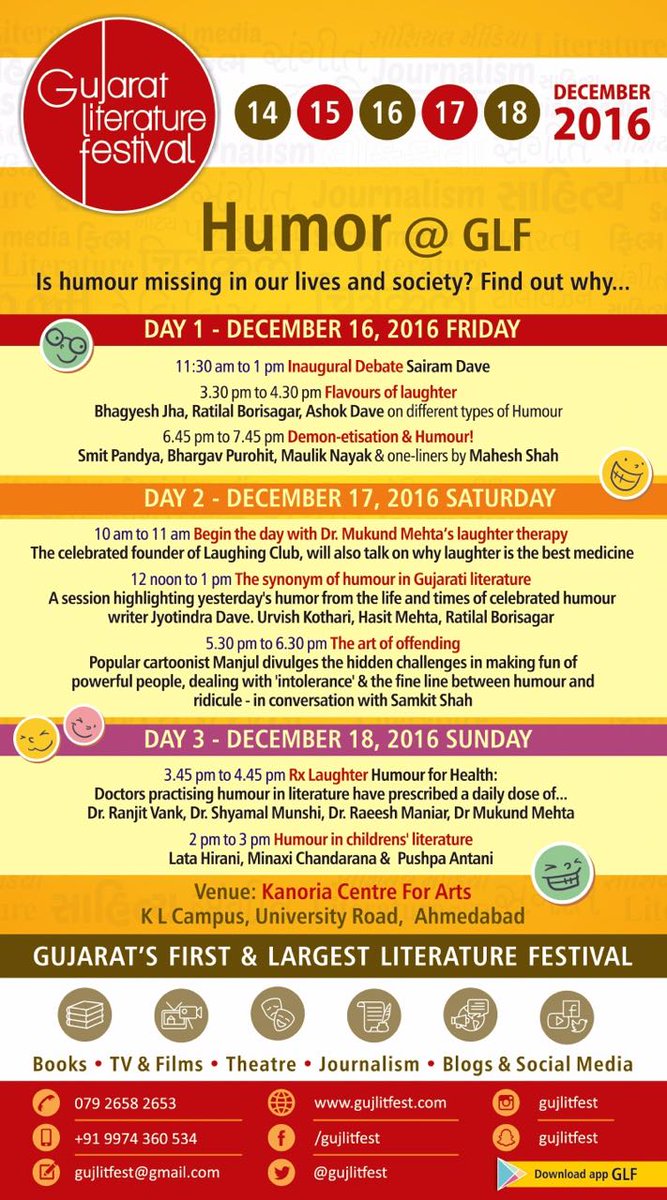 sanjay9689's tweet image. All literature lovers, get ready for the @gujlitfest - The Largest Literature Fest happening in #Ahmedabad #CYatGLF2016 #GujLitFest2016