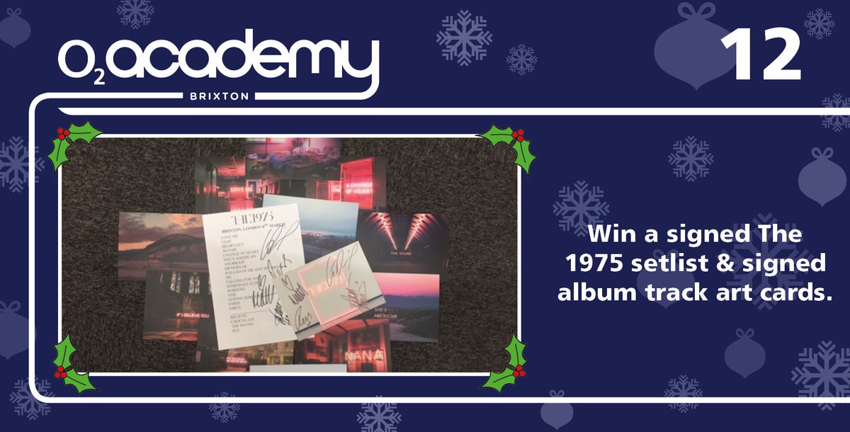 O2AcademyBrix's tweet photo. #AdventCalendar Day 12
Fancy winning this signed @the1975 merch?
Just follow us &amp; RT by 13/12/16!
TC's https://t.co/YA3whAcYIa https://t.co/brMcwT6H7L