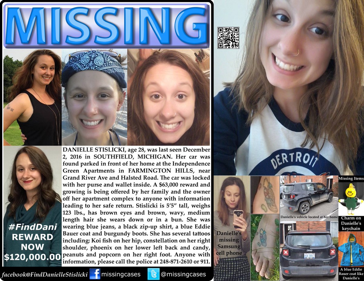 MissingCases's tweet photo. RT #FindDani #DanielleStislicki #missing #Southfield #Michigan #FarmingtonHills #MI $120K reward #Lions #onepride #LionsNation #Detroit https://t.co/Lq6BklGpFi