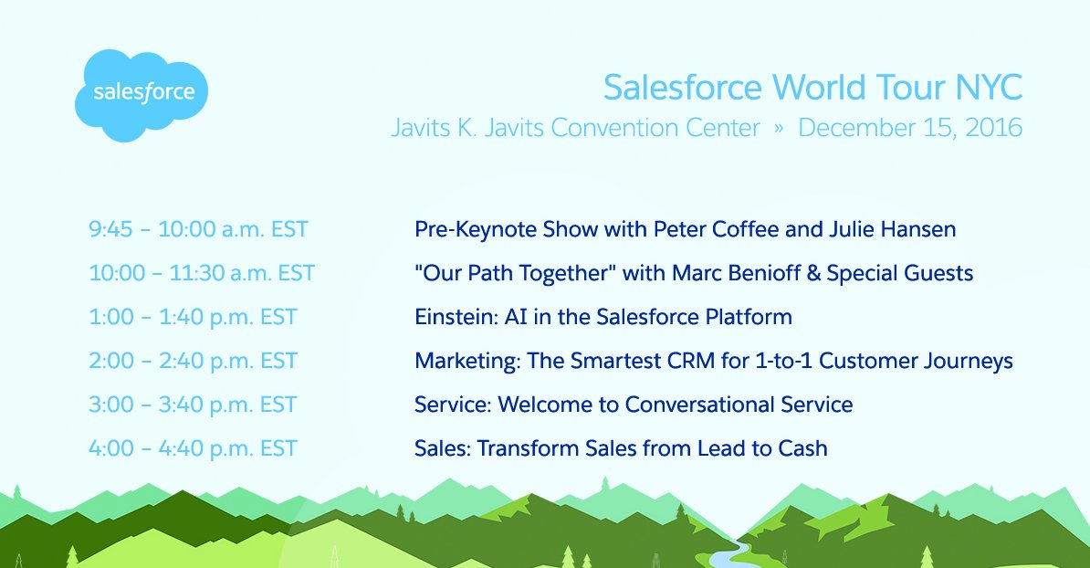 salesforce's tweet image. Experience the Salesforce World Tour New York City from anywhere! Join us on SalesforceLIVE: sforce.co/2hmdpjG