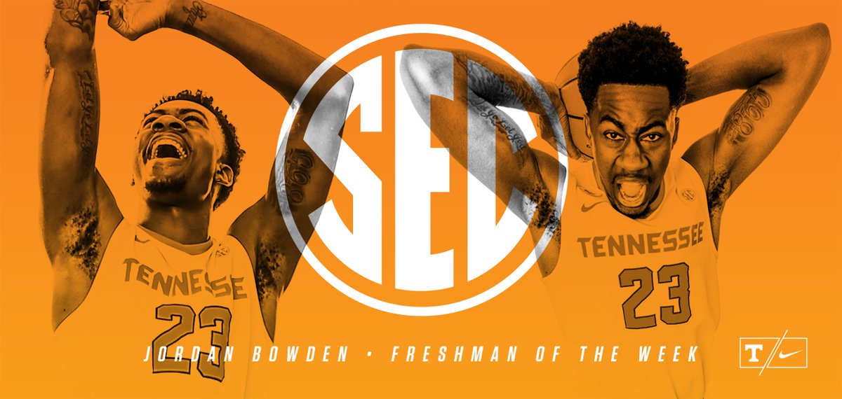 Vol_Hoops's tweet photo. Knoxville native @JordyBow3 has won his first-ever SEC weekly honor, being named SEC Freshman of the Week! 🍊🍊🍊
📰 » https://t.co/2Wc5lNqQSp https://t.co/gVpfJqcssh