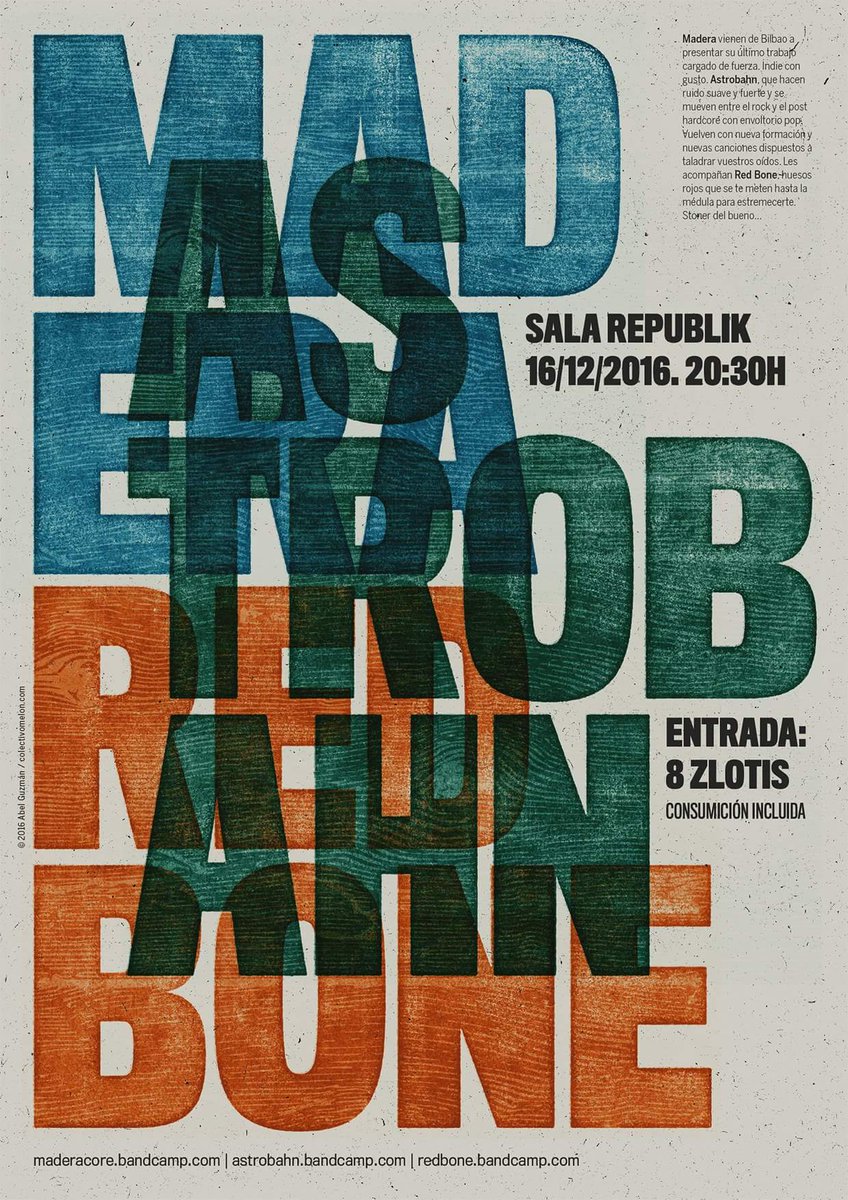 madridbolos's tweet image. #Viernes 16 #Diciembre: #Concierto @MaderaCore (#Bilbao 3ºLP), @Astrobahn y #RedBone 20:00h 8€+ Bebida #Madrid #rock #indie #alternativo